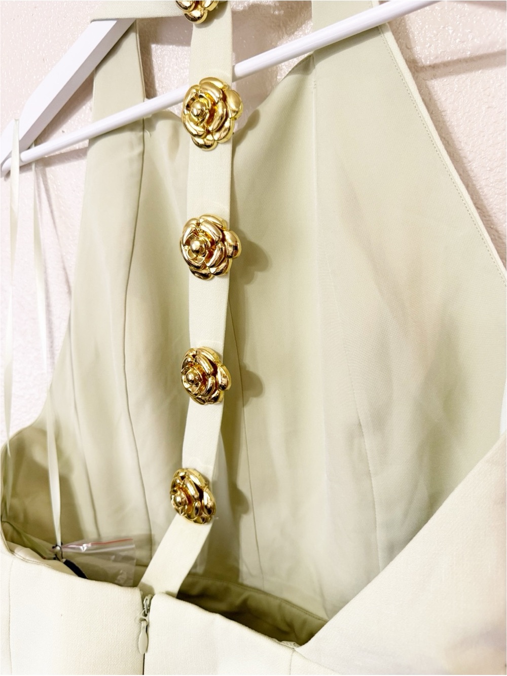 Atoir The Tiffany Backless Gold Rose Flower Embellished Dress in Mint Green NEW - Picture 11 of 13